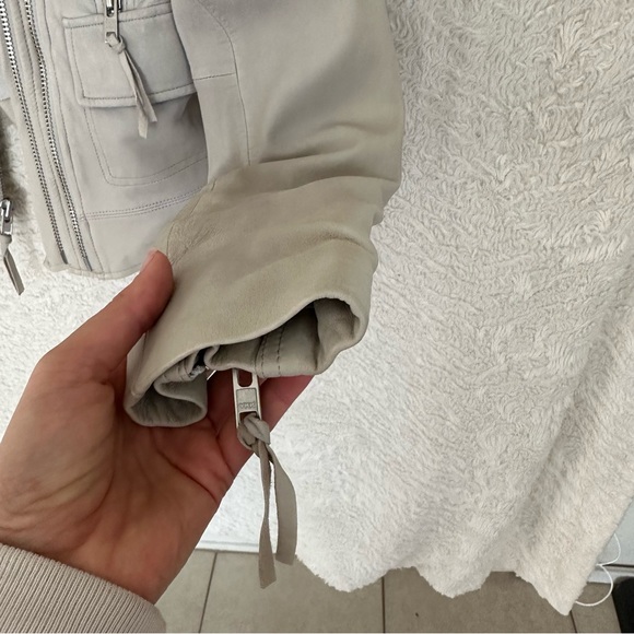 JOIE VIVIANETTE Soft Sand Leather Moto Asymmetrical Zip Jacket Coat S - Picture 14 of 16